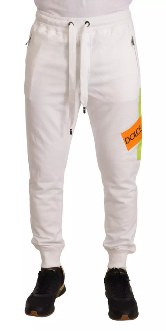 Dolce & Gabbana White Cotton Logo Patch Sweatpants Jogging Pants – IT50 | L par Dolce & Gabbana | Disponible sur Sandy Store ByNet
