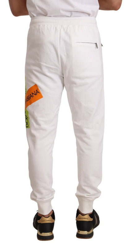Dolce & Gabbana White Cotton Logo Patch Sweatpants Jogging Pants – IT50 | L par Dolce & Gabbana | Disponible sur Sandy Store ByNet