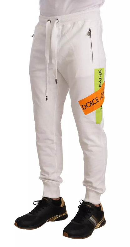 Dolce & Gabbana White Cotton Logo Patch Sweatpants Jogging Pants – IT50 | L par Dolce & Gabbana | Disponible sur Sandy Store ByNet
