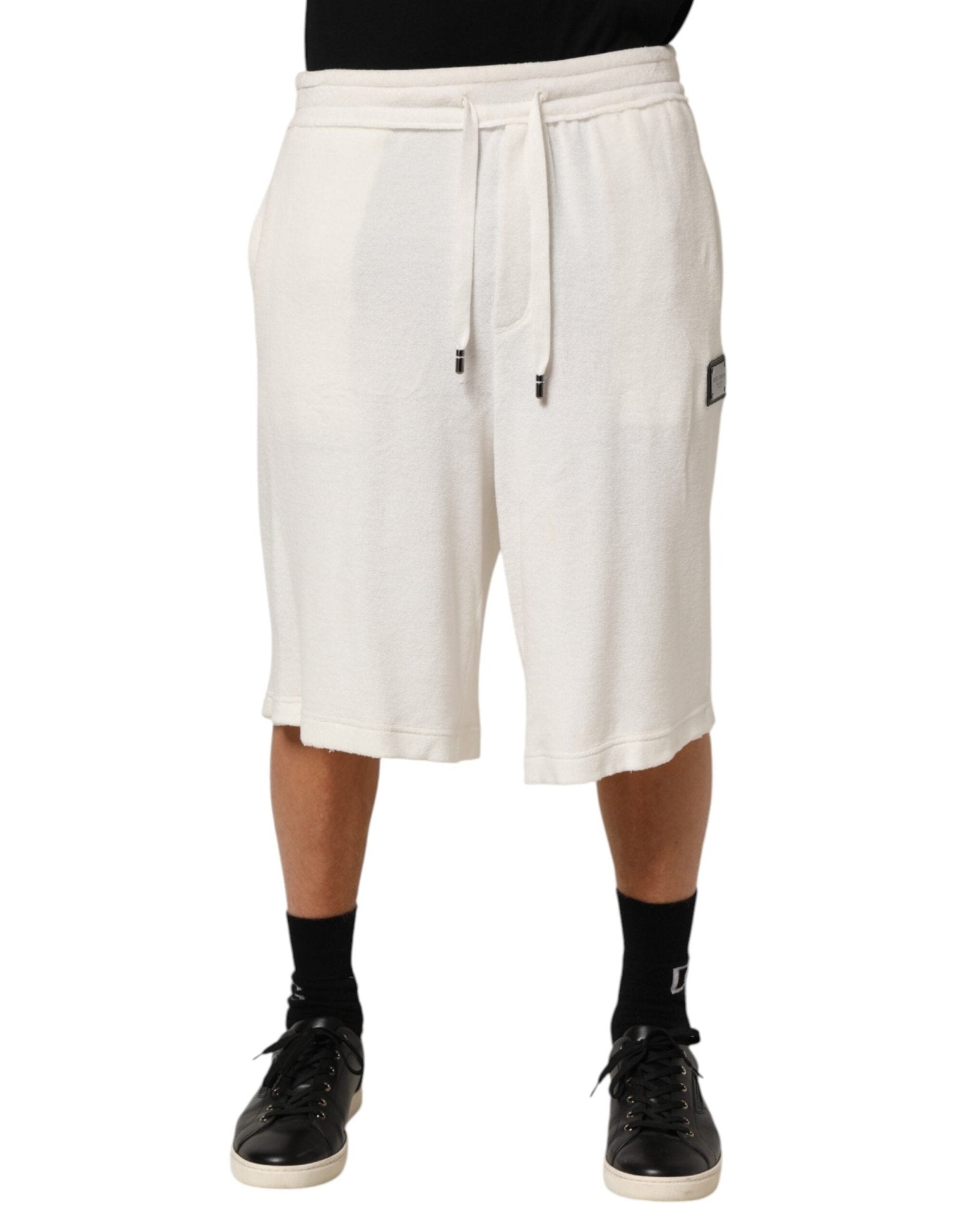 Dolce & Gabbana White Cotton Logo Plaque Men Bermuda Shorts – IT48 | M par Dolce & Gabbana | Disponible sur Sandy Store ByNet