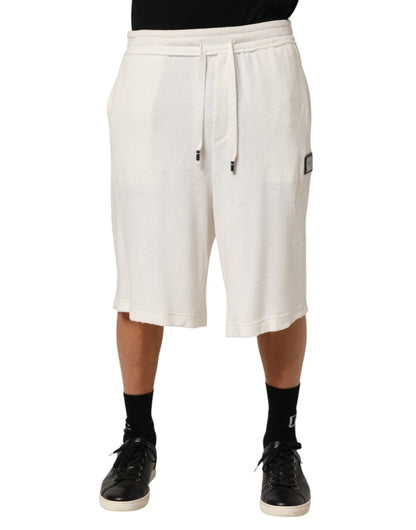 Dolce & Gabbana White Cotton Logo Plaque Men Bermuda Shorts – IT48 | M par Dolce & Gabbana | Disponible sur Sandy Store ByNet