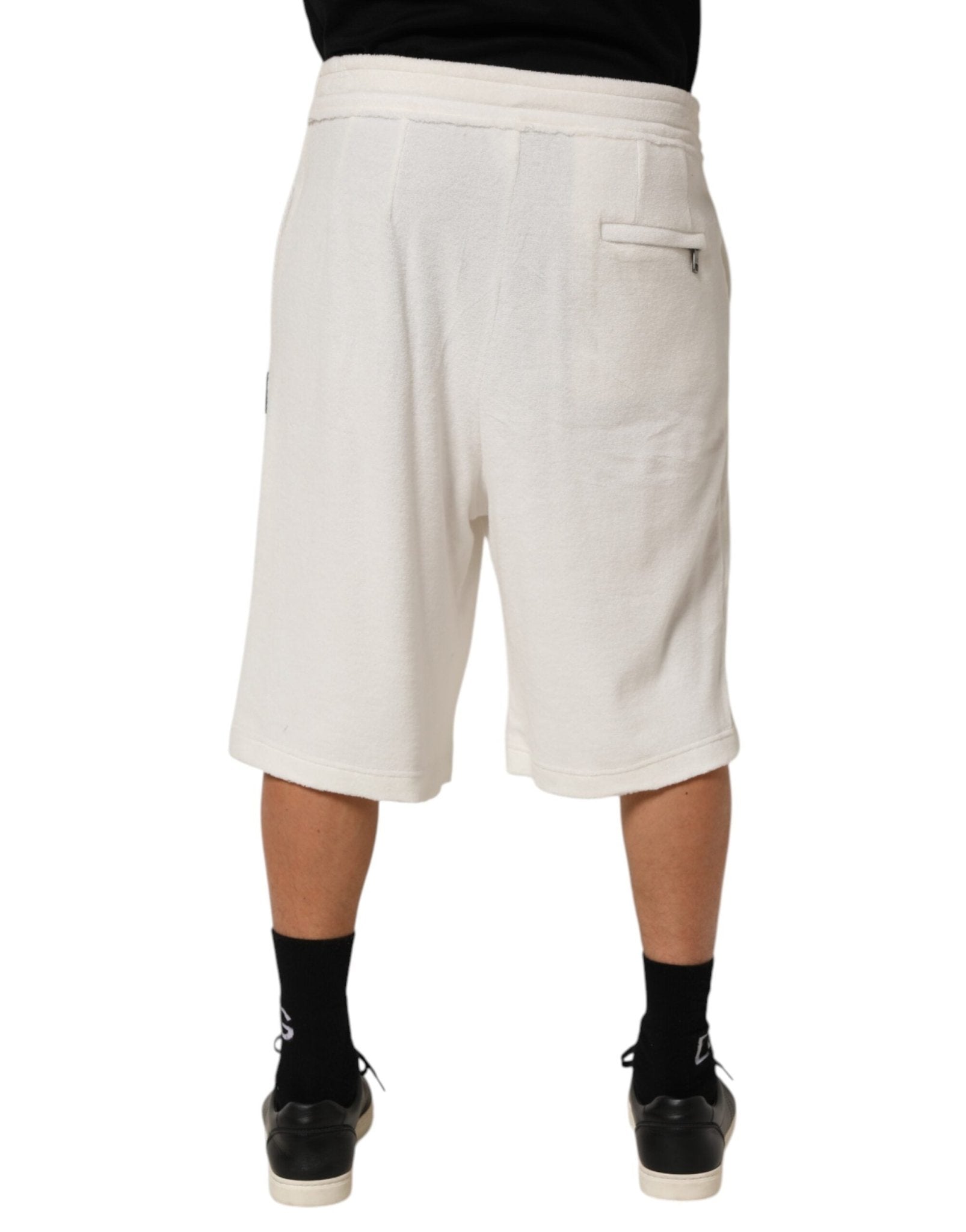 Dolce & Gabbana White Cotton Logo Plaque Men Bermuda Shorts – IT48 | M par Dolce & Gabbana | Disponible sur Sandy Store ByNet