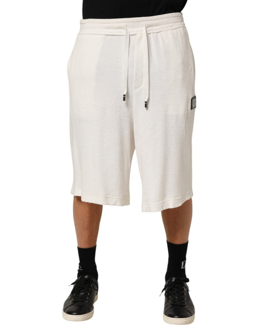 Dolce & Gabbana White Cotton Logo Plaque Men Bermuda Shorts – IT48 | M par Dolce & Gabbana | Disponible sur Sandy Store ByNet