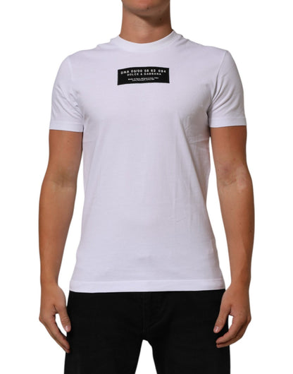 Dolce & Gabbana White Cotton Logo Print Crew Neck Men T-shirt – IT44 | XS par Dolce & Gabbana | Disponible sur Sandy Store ByNet