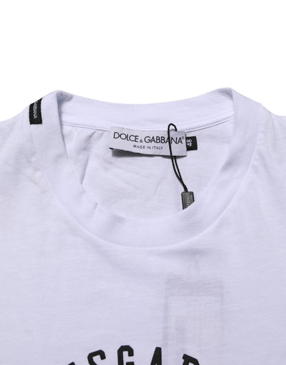 Dolce & Gabbana White Cotton Logo Print Crew Neck T-shirt – IT44 | XS par Dolce & Gabbana | Disponible sur Sandy Store ByNet