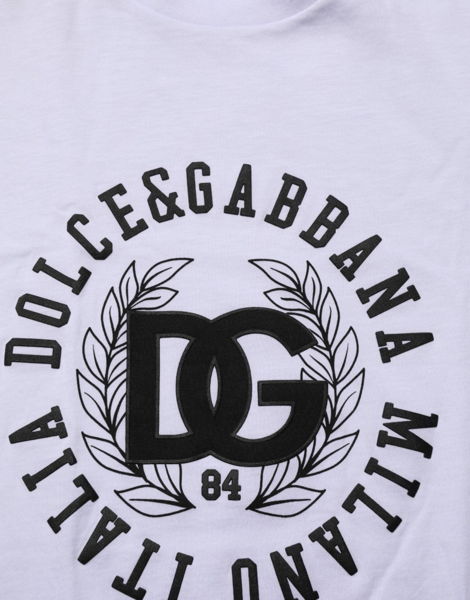 Dolce & Gabbana White Cotton Logo Print Crew Neck T-shirt – IT44 | XS par Dolce & Gabbana | Disponible sur Sandy Store ByNet