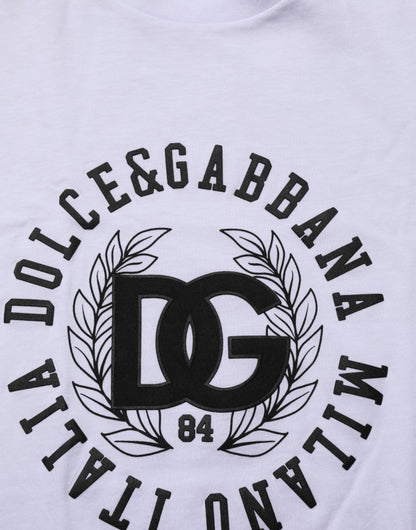 Dolce & Gabbana White Cotton Logo Print Crew Neck T-shirt – IT44 | XS par Dolce & Gabbana | Disponible sur Sandy Store ByNet