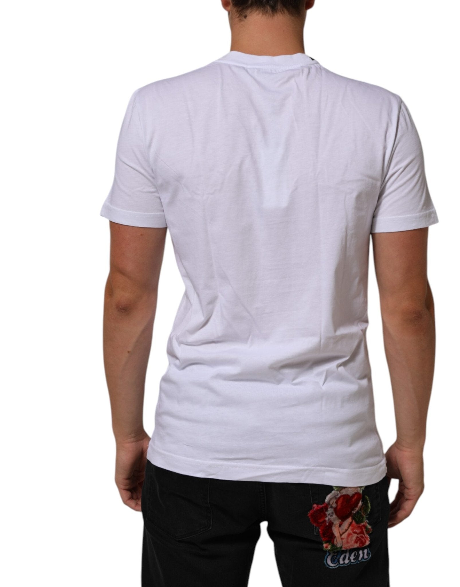 Dolce & Gabbana White Cotton Logo Print Crew Neck T-shirt – IT44 | XS par Dolce & Gabbana | Disponible sur Sandy Store ByNet
