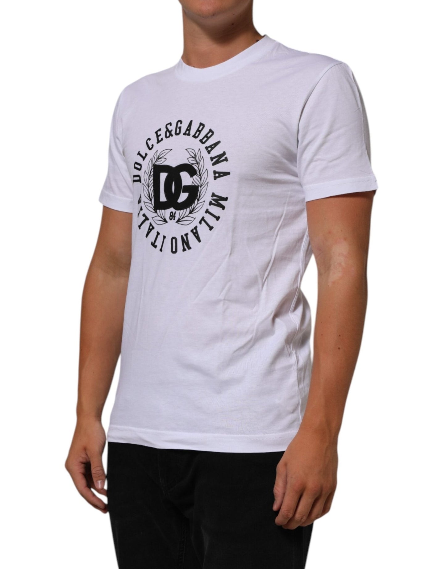 Dolce & Gabbana White Cotton Logo Print Crew Neck T-shirt – IT44 | XS par Dolce & Gabbana | Disponible sur Sandy Store ByNet
