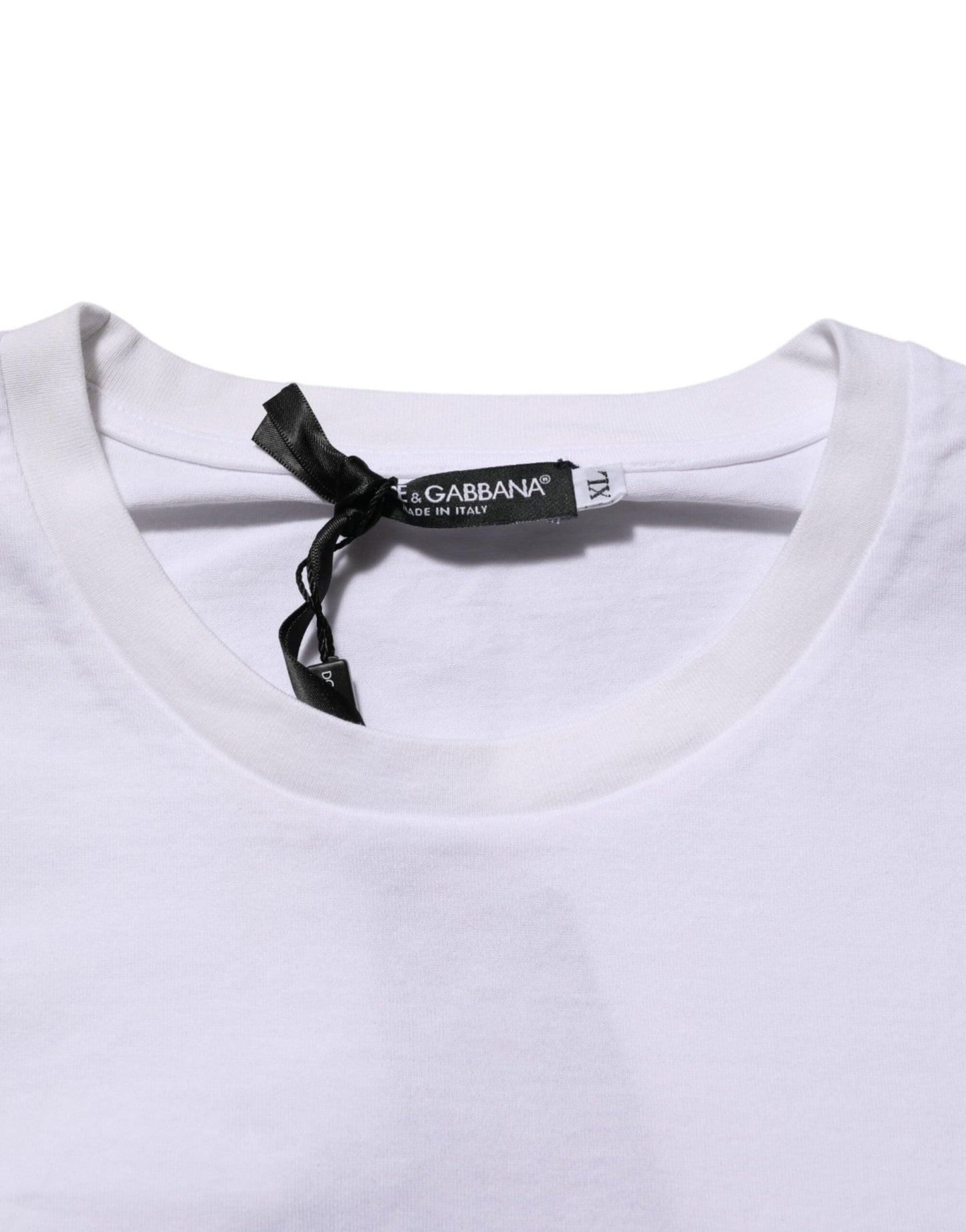 Dolce & Gabbana White Cotton Logo Print Crew Neck T-shirt – IT52 | XL par Dolce & Gabbana | Disponible sur Sandy Store ByNet