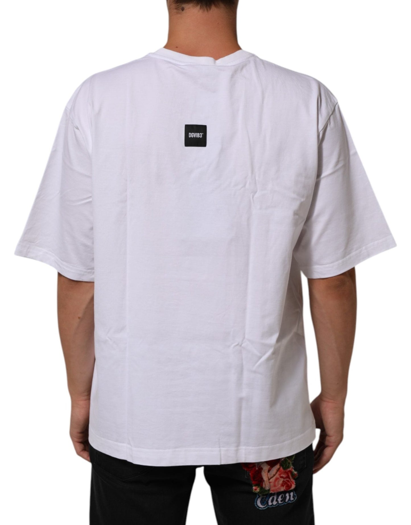 Dolce & Gabbana White Cotton Logo Print Crew Neck T-shirt – IT52 | XL par Dolce & Gabbana | Disponible sur Sandy Store ByNet