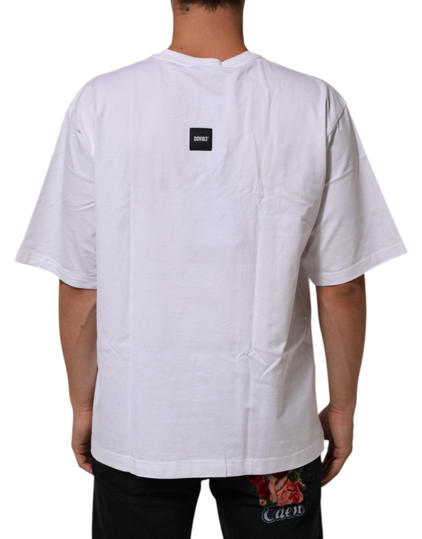 Dolce & Gabbana White Cotton Logo Print Crew Neck T-shirt – IT52 | XL par Dolce & Gabbana | Disponible sur Sandy Store ByNet