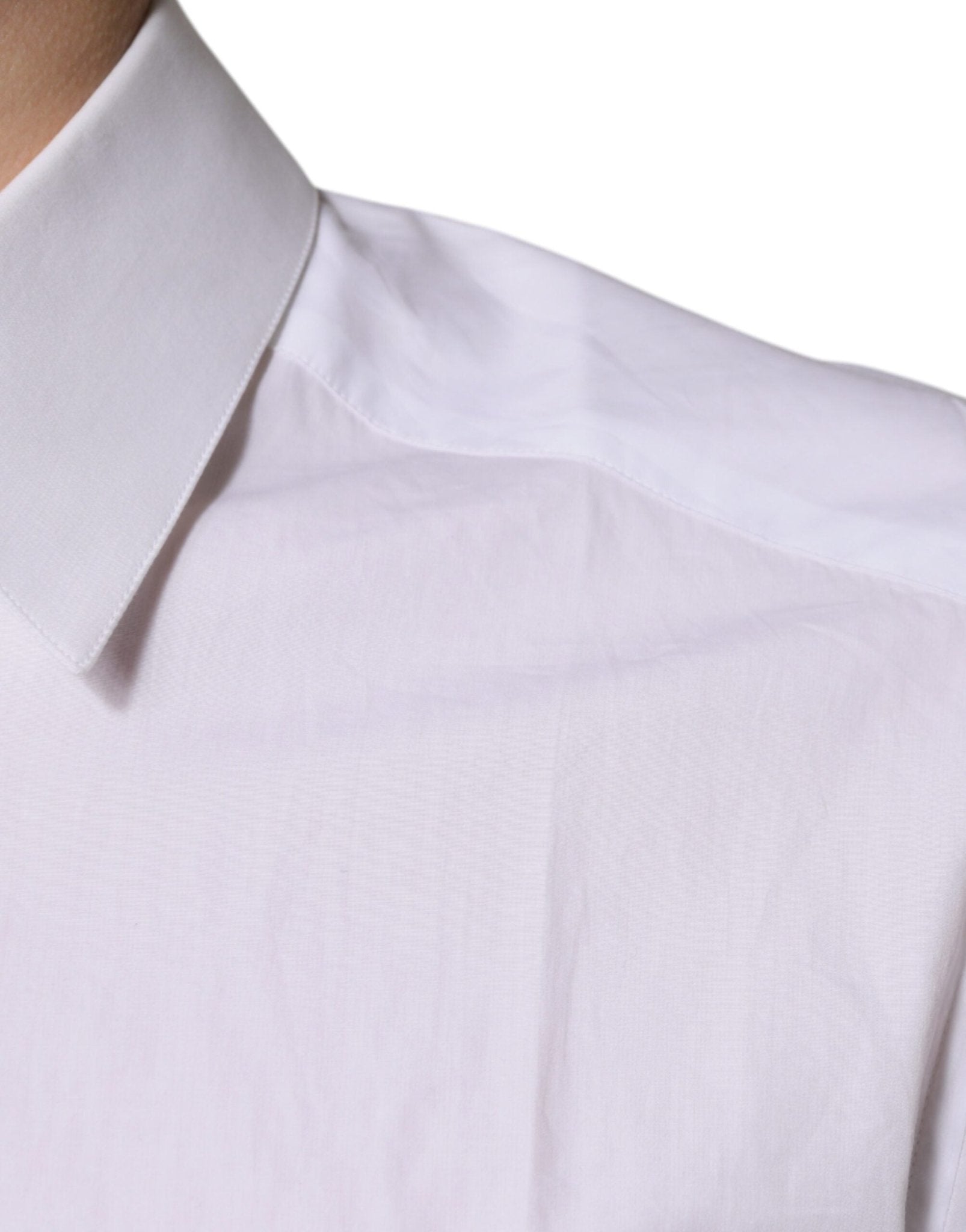 Dolce & Gabbana White Cotton Long Sleeves GOLD Dress Shirt - Sandy Store ByNet