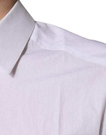 Dolce & Gabbana White Cotton Long Sleeves GOLD Dress Shirt - Sandy Store ByNet