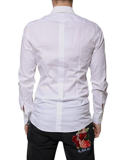 Dolce & Gabbana White Cotton Long Sleeves GOLD Dress Shirt - Sandy Store ByNet
