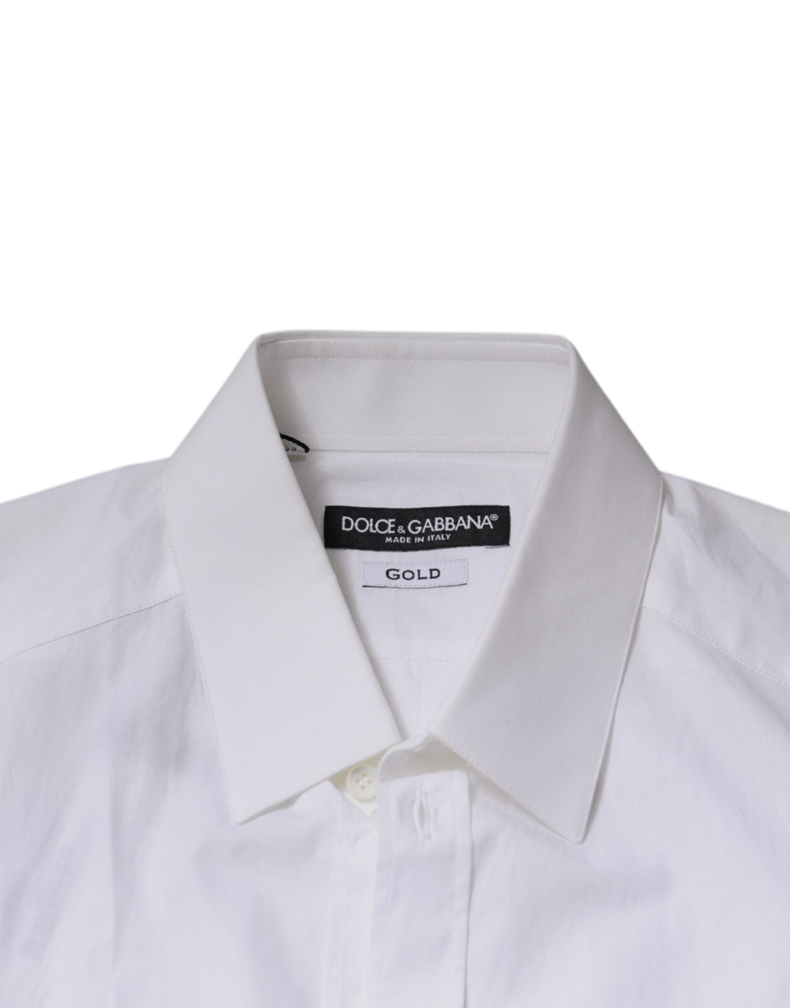 Dolce & Gabbana White Cotton Long Sleeves GOLD Dress Shirt - Sandy Store ByNet