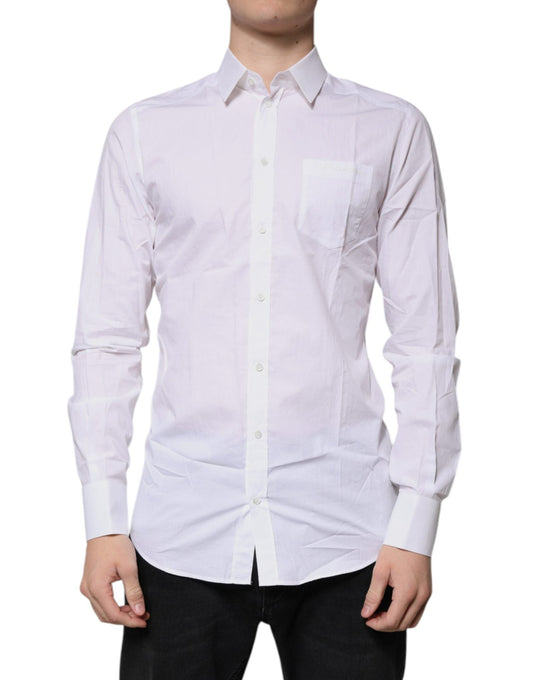Dolce & Gabbana White Cotton Long Sleeves GOLD Dress Shirt - Sandy Store ByNet