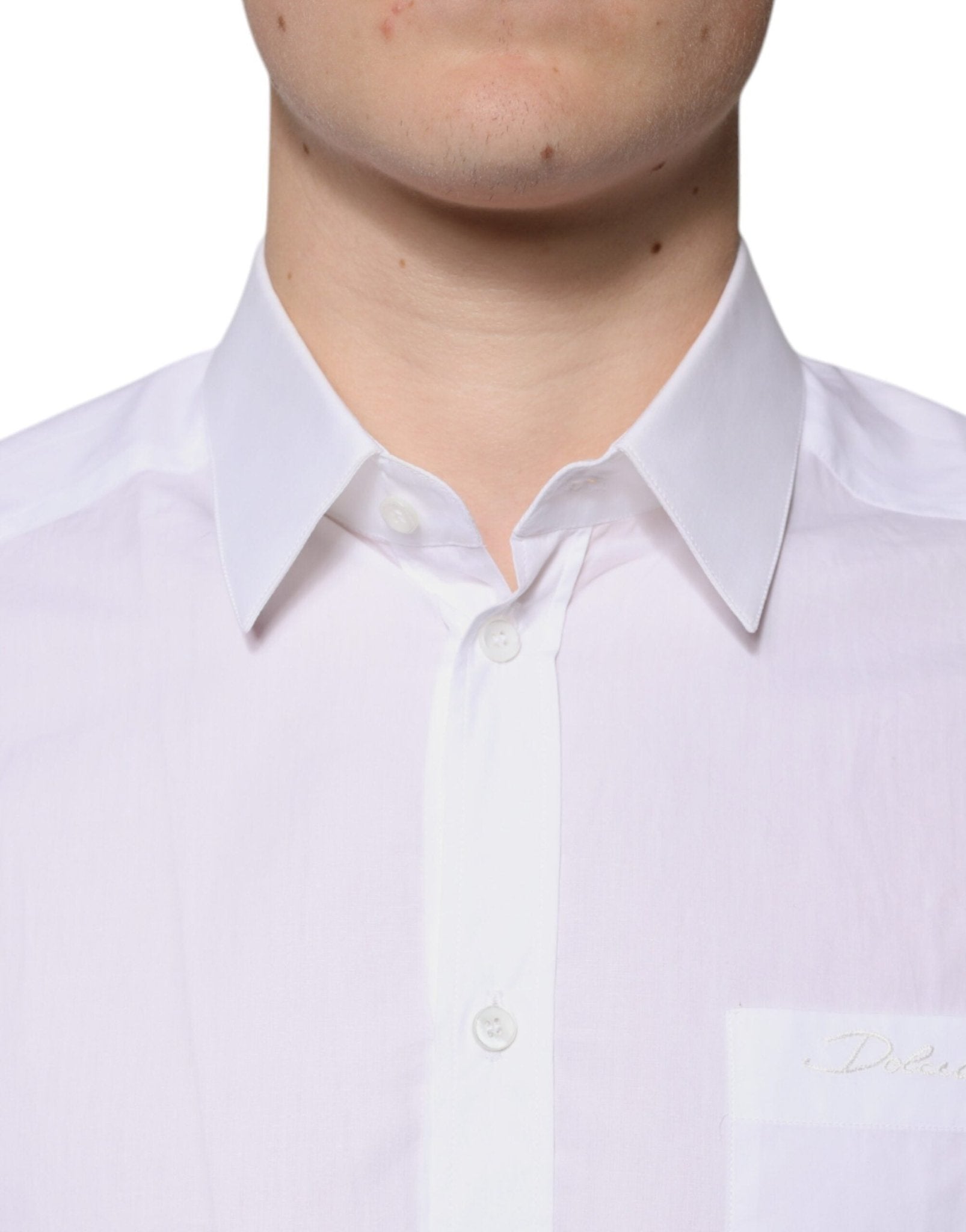 Dolce & Gabbana White Cotton Long Sleeves GOLD Dress Shirt - Sandy Store ByNet