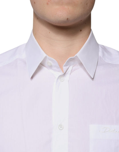 Dolce & Gabbana White Cotton Long Sleeves GOLD Dress Shirt - Sandy Store ByNet