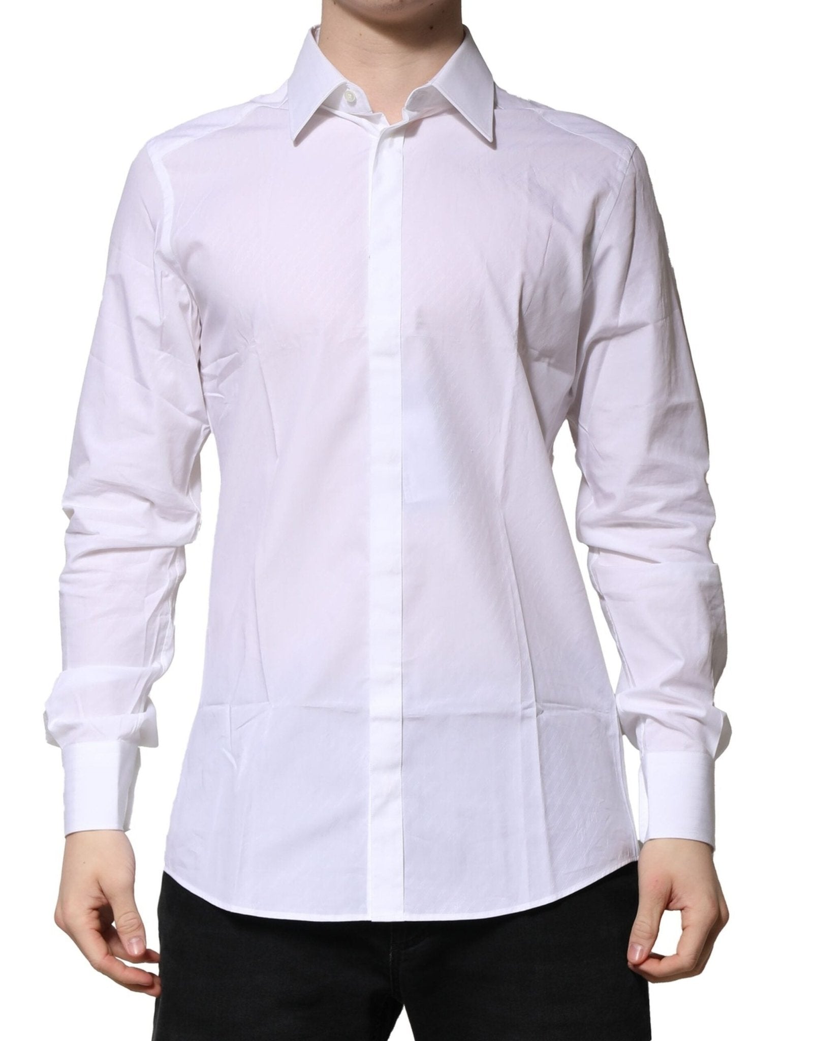 Dolce & Gabbana White Cotton Long Sleeves GOLD Formal Shirt – IT37 | XS par Dolce & Gabbana | Disponible sur Sandy Store ByNet