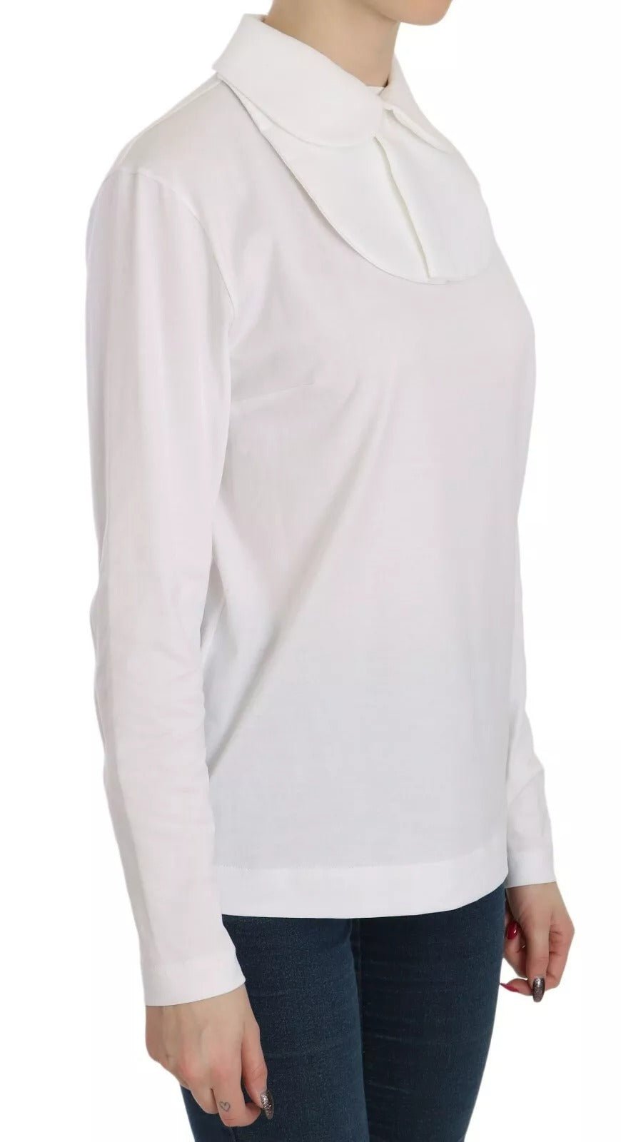 Dolce & Gabbana White Cotton Longsleeve Collared Blouse – IT40|S par Dolce & Gabbana | Disponible sur Sandy Store ByNet