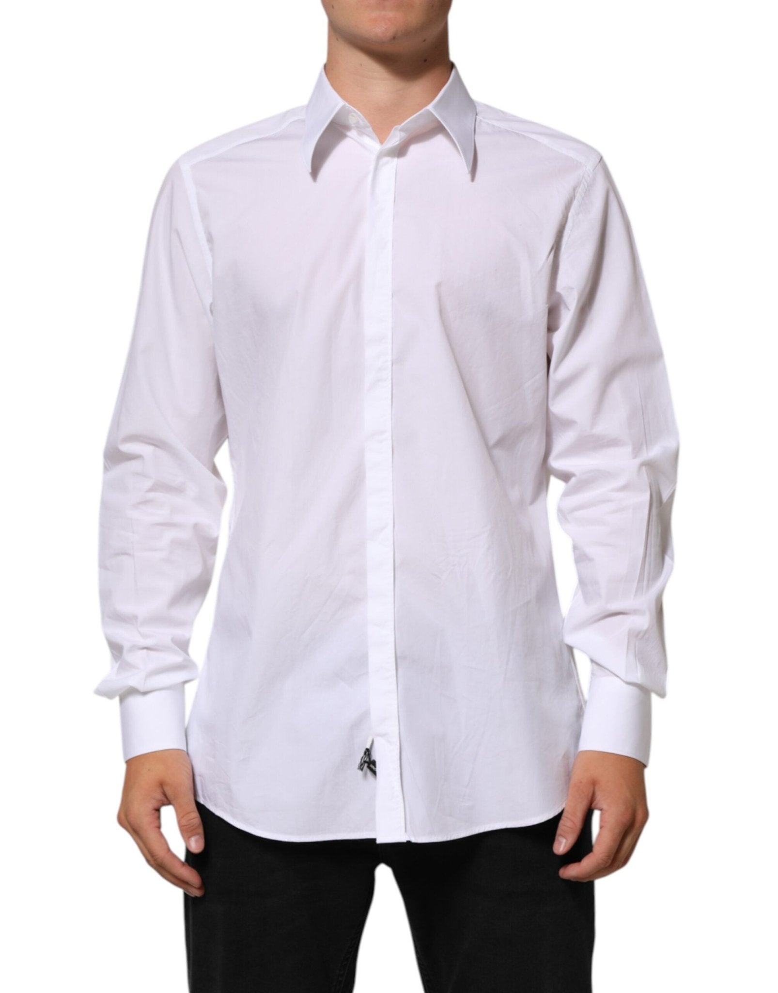 Dolce & Gabbana White Cotton MARTINI Men Formal Dress Shirt – IT42 | XL par Dolce & Gabbana | Disponible sur Sandy Store ByNet