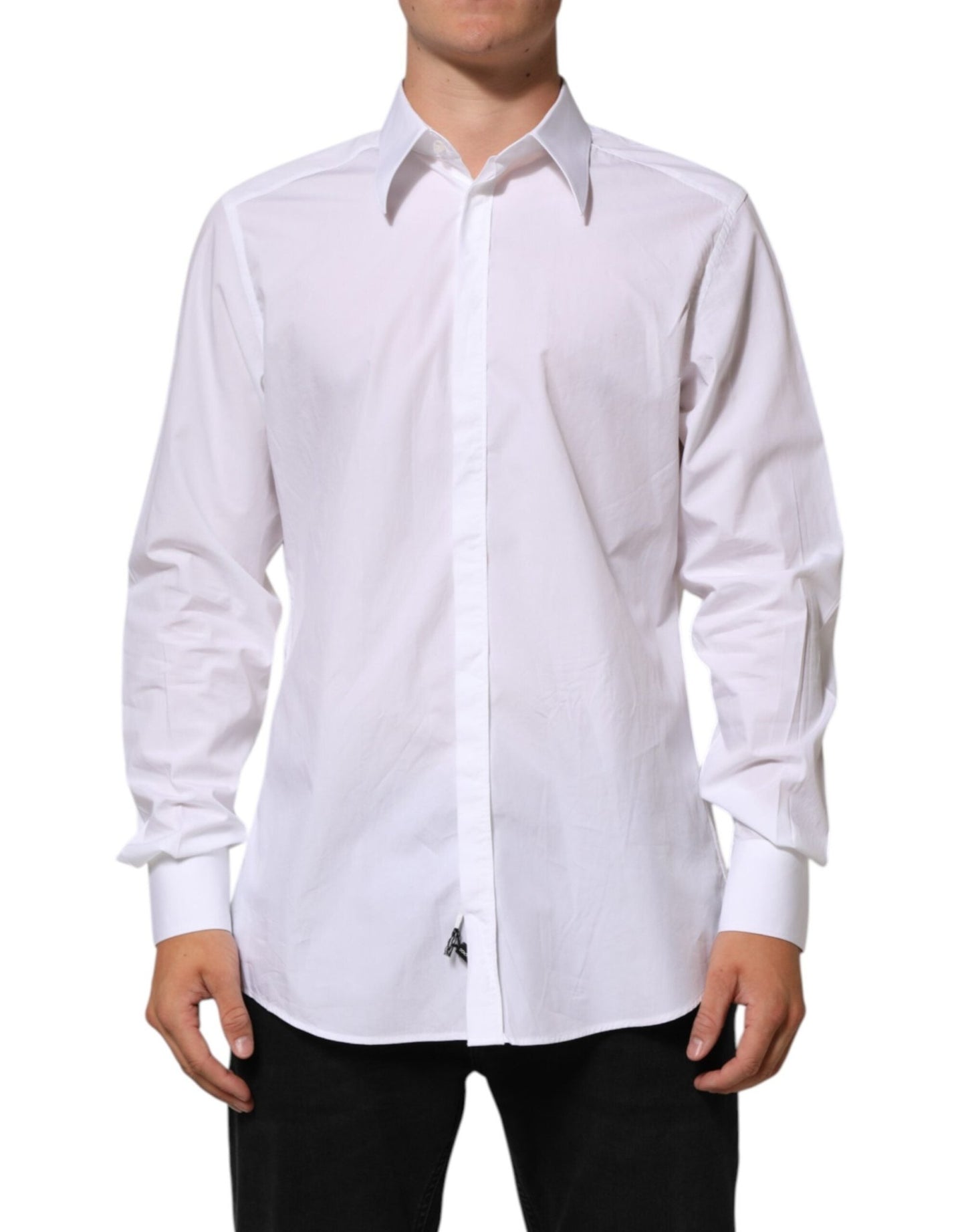 Dolce & Gabbana White Cotton MARTINI Men Formal Dress Shirt – IT42 | XL par Dolce & Gabbana | Disponible sur Sandy Store ByNet