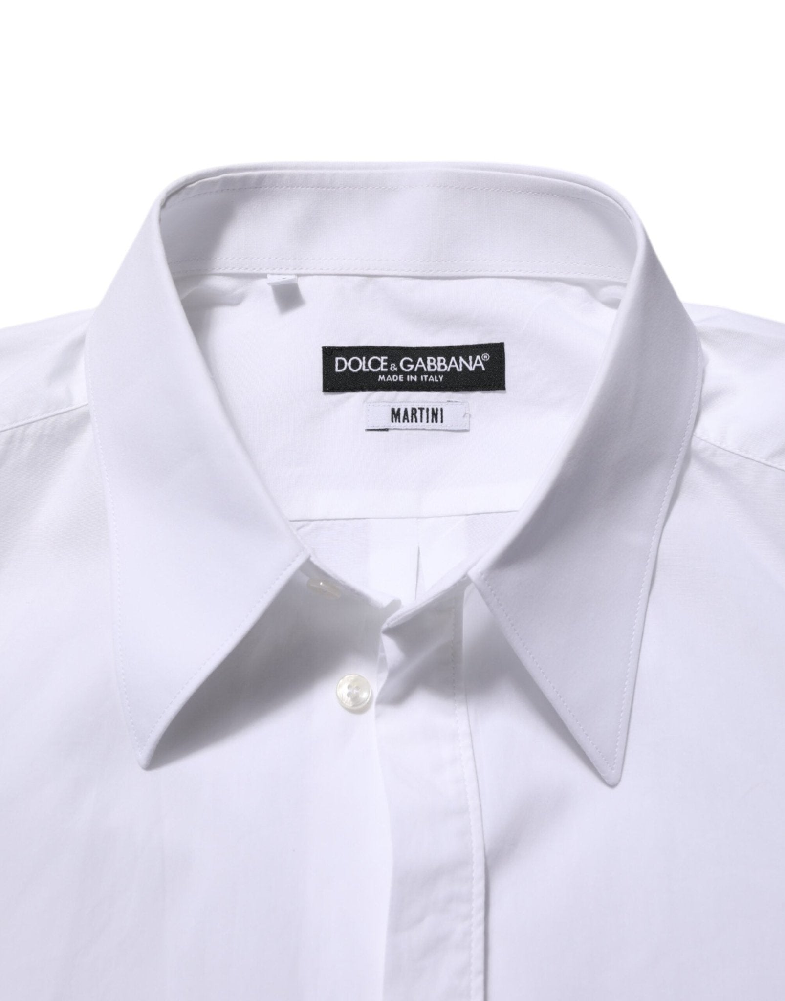 Dolce & Gabbana White Cotton MARTINI Men Formal Dress Shirt – IT42 | XL par Dolce & Gabbana | Disponible sur Sandy Store ByNet