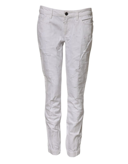Dolce & Gabbana White Cotton Mid Waisted Women Denim Jeans – IT42|M par Dolce & Gabbana | Disponible sur Sandy Store ByNet