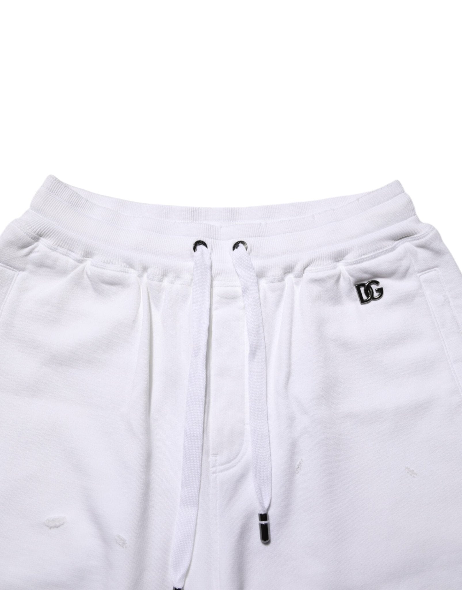 Dolce & Gabbana White Cotton Ripped Bermuda Sweatpants Shorts – IT46 | S par Dolce & Gabbana | Disponible sur Sandy Store ByNet
