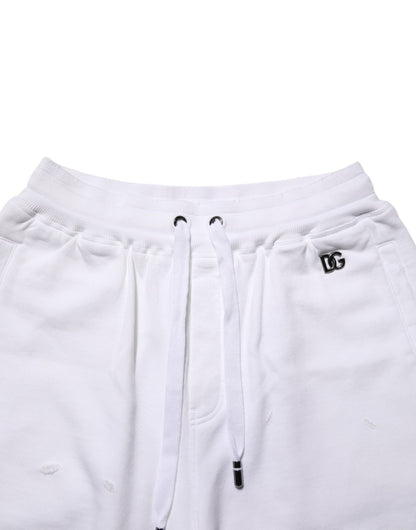 Dolce & Gabbana White Cotton Ripped Bermuda Sweatpants Shorts – IT46 | S par Dolce & Gabbana | Disponible sur Sandy Store ByNet