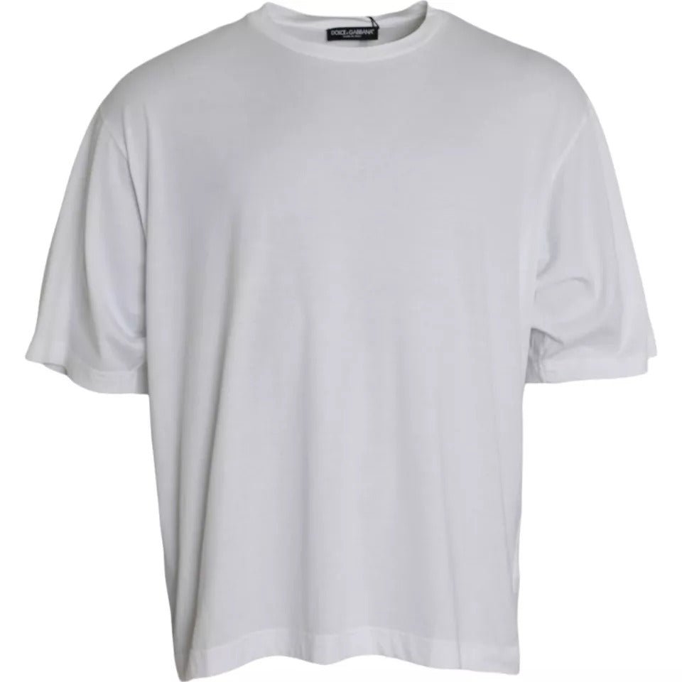 Dolce & Gabbana White Cotton Round Neck Short Sleeve T-shirt - Sandy Store ByNet