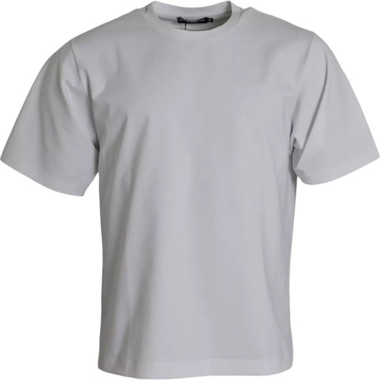 Dolce & Gabbana White Cotton Round Neck Short Sleeve T-shirt - Sandy Store ByNet
