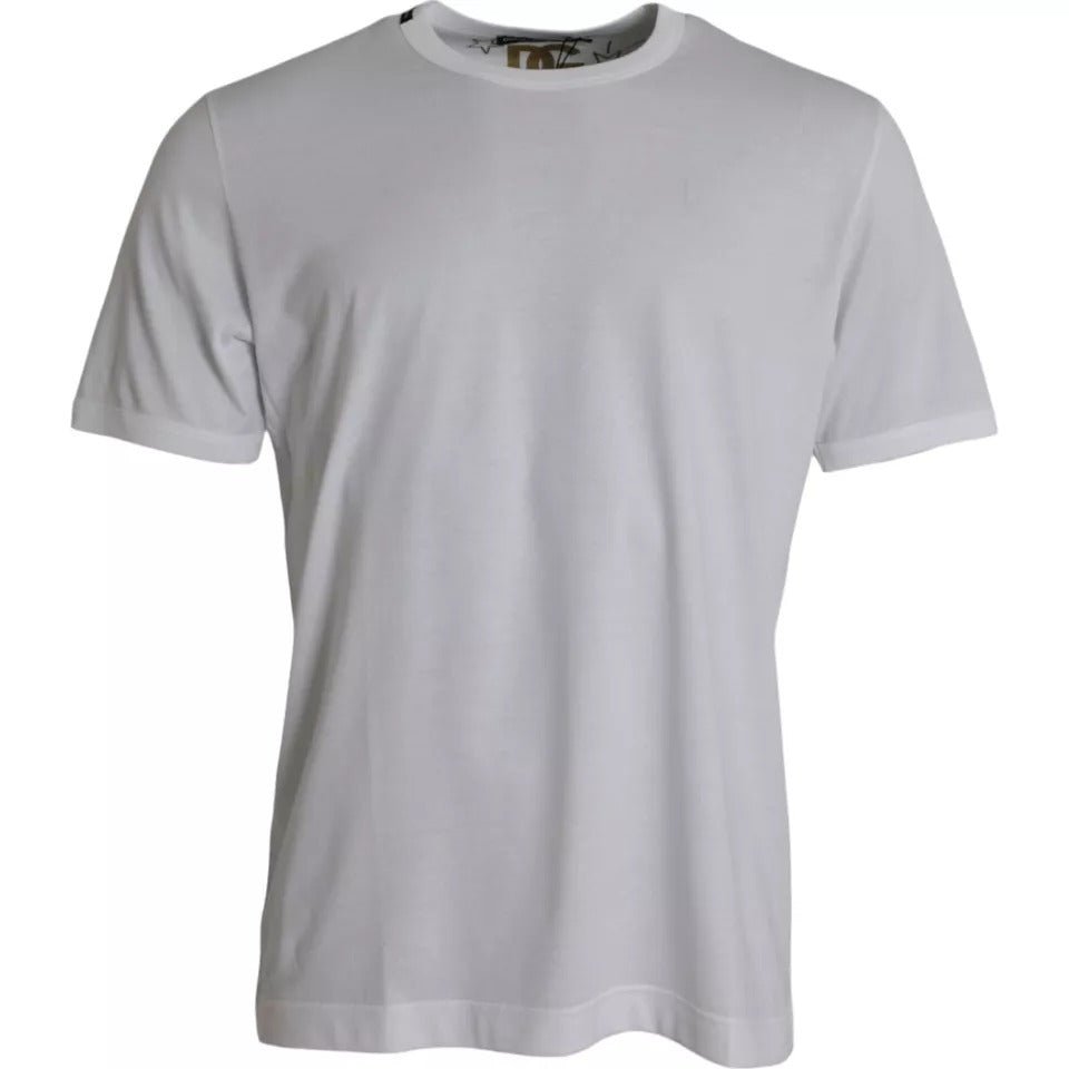 Dolce & Gabbana White Cotton Round Neck Short Sleeves T-shirt – IT46 | S par Dolce & Gabbana | Disponible sur Sandy Store ByNet