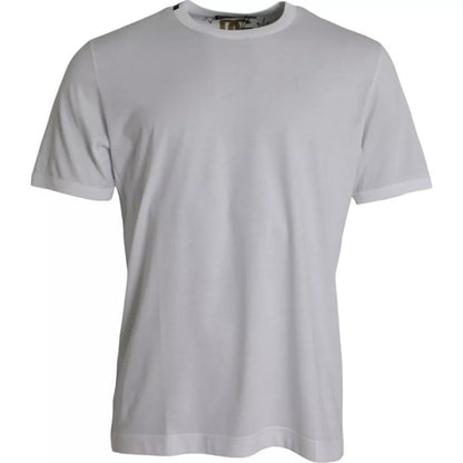 Dolce & Gabbana White Cotton Round Neck Short Sleeves T-shirt – IT46 | S par Dolce & Gabbana | Disponible sur Sandy Store ByNet