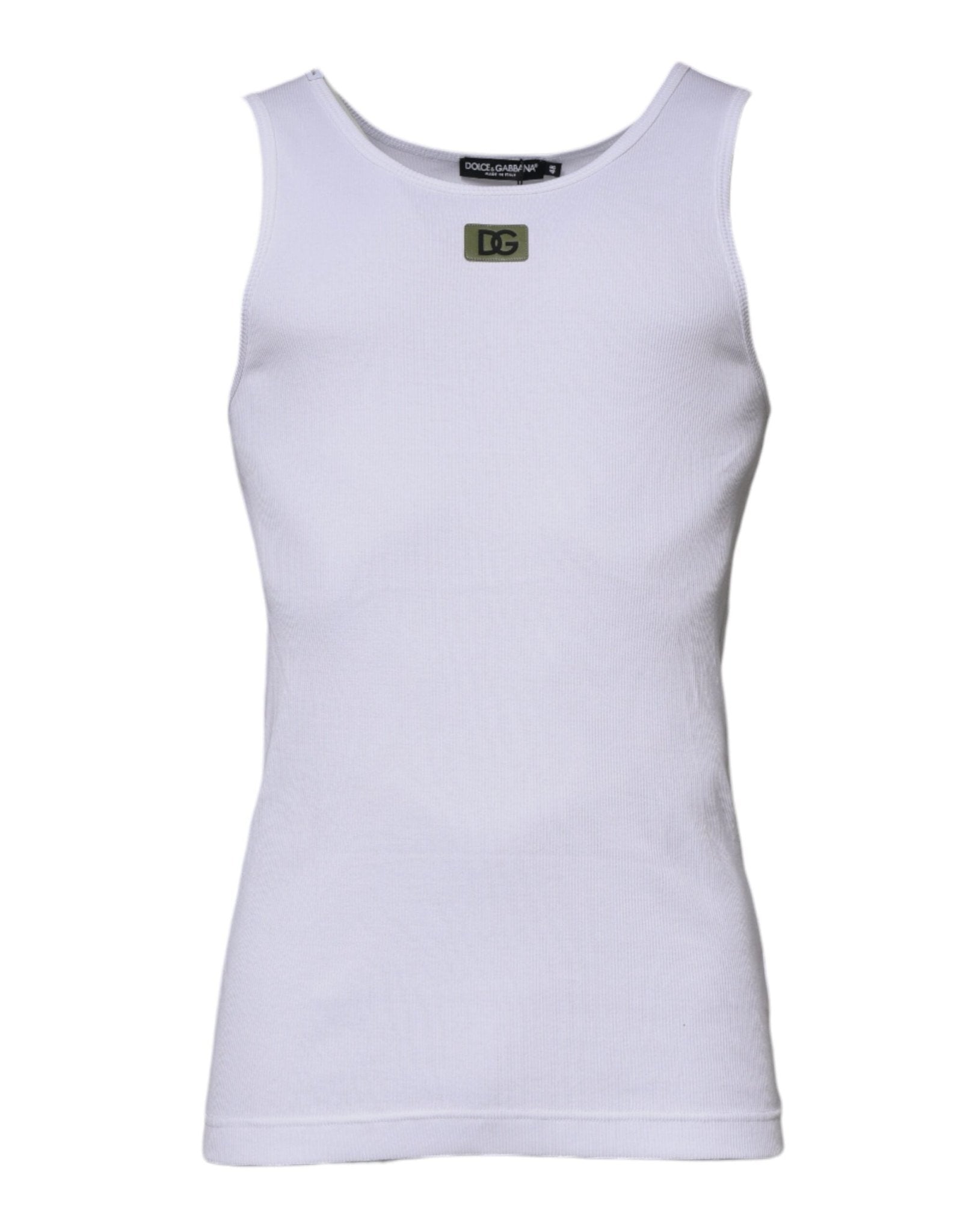 Dolce & Gabbana White Cotton Round Neck Sleeveless T-shirt – IT48 | M par Dolce & Gabbana | Disponible sur Sandy Store ByNet