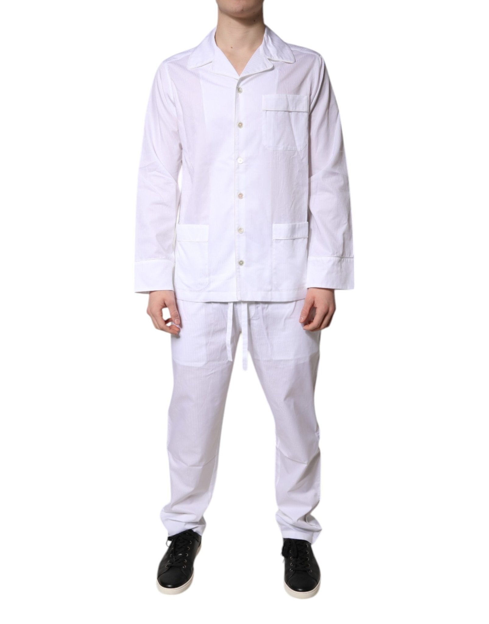 Dolce & Gabbana White Cotton Shirt Pants Pajama Set Sleepwear – IT38 | XS par Dolce & Gabbana | Disponible sur Sandy Store ByNet
