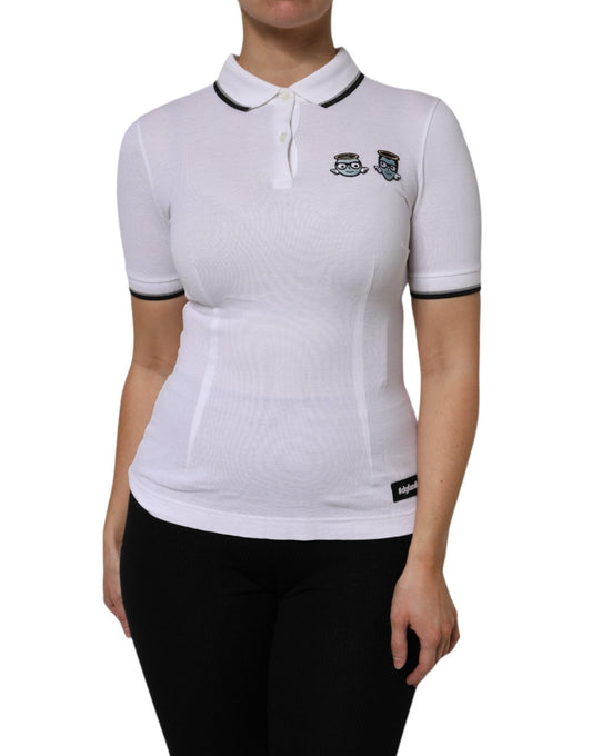 Dolce & Gabbana White Cotton Short Sleeves Collared Polo Top – IT38 | XS par Dolce & Gabbana | Disponible sur Sandy Store ByNet