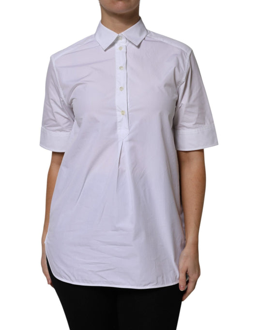 Dolce & Gabbana White Cotton Short Sleeves Collared Polo Top – IT38 | XS par Dolce & Gabbana | Disponible sur Sandy Store ByNet