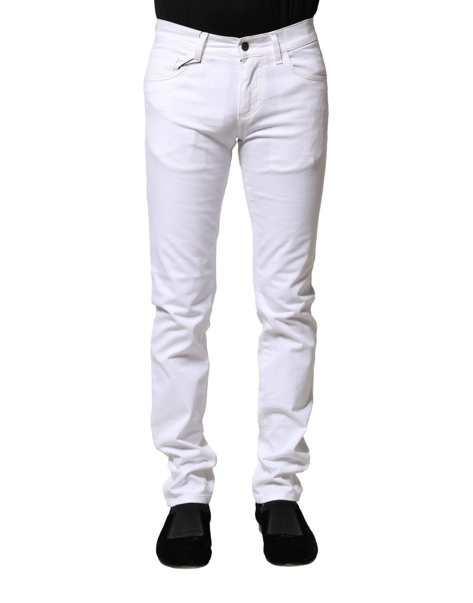 Dolce & Gabbana White Cotton Skinny Men Denim Jeans – IT44 | XS par Dolce & Gabbana | Disponible sur Sandy Store ByNet