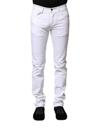Dolce & Gabbana White Cotton Skinny Men Denim Jeans – IT44 | XS par Dolce & Gabbana | Disponible sur Sandy Store ByNet