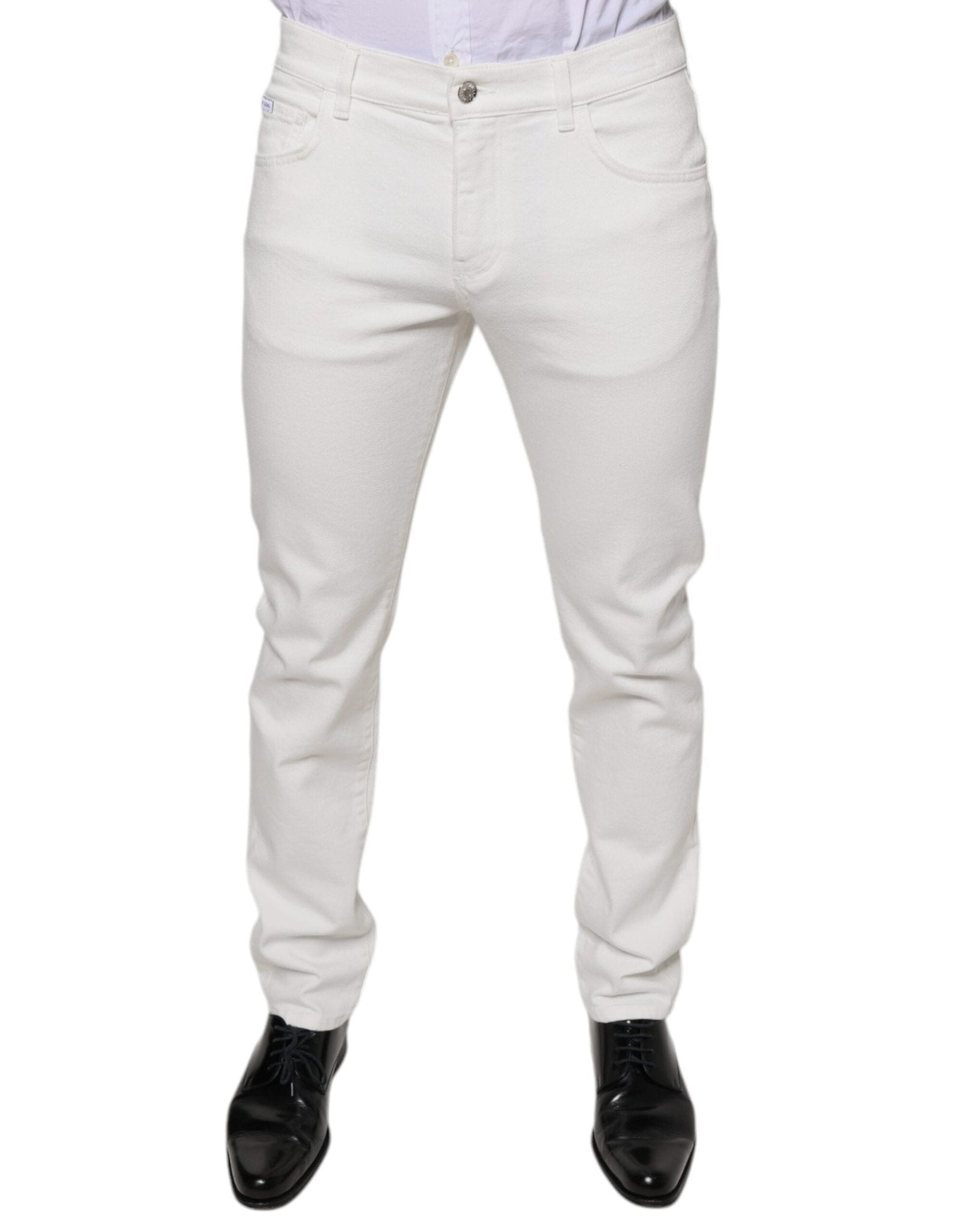 Dolce & Gabbana White Cotton Skinny Slim Men Denim Jeans – IT48 | M par Dolce & Gabbana | Disponible sur Sandy Store ByNet