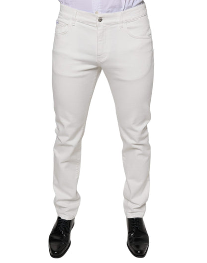 Dolce & Gabbana White Cotton Skinny Slim Men Denim Jeans – IT48 | M par Dolce & Gabbana | Disponible sur Sandy Store ByNet