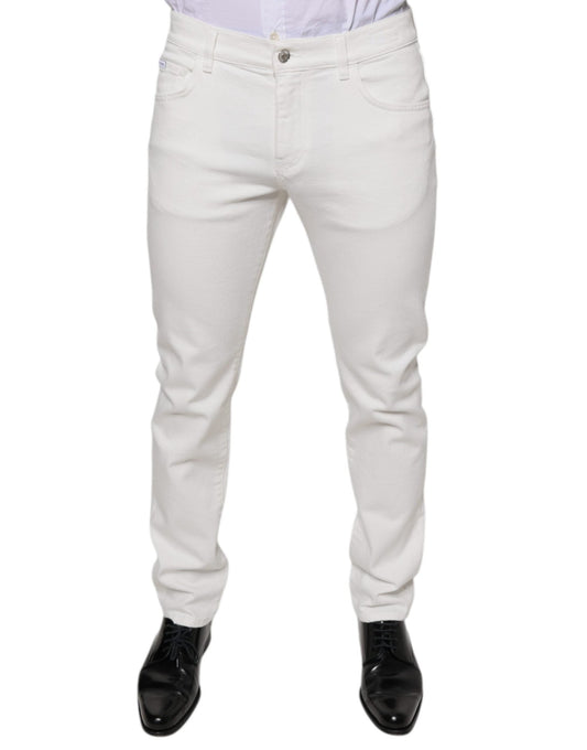 Dolce & Gabbana White Cotton Skinny Slim Men Denim Jeans – IT48 | M par Dolce & Gabbana | Disponible sur Sandy Store ByNet
