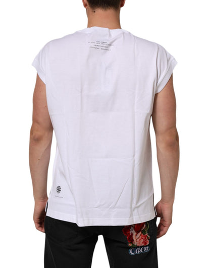 Dolce & Gabbana White Cotton Sleeveless Printed Tank T-shirt – IT44 | XS par Dolce & Gabbana | Disponible sur Sandy Store ByNet