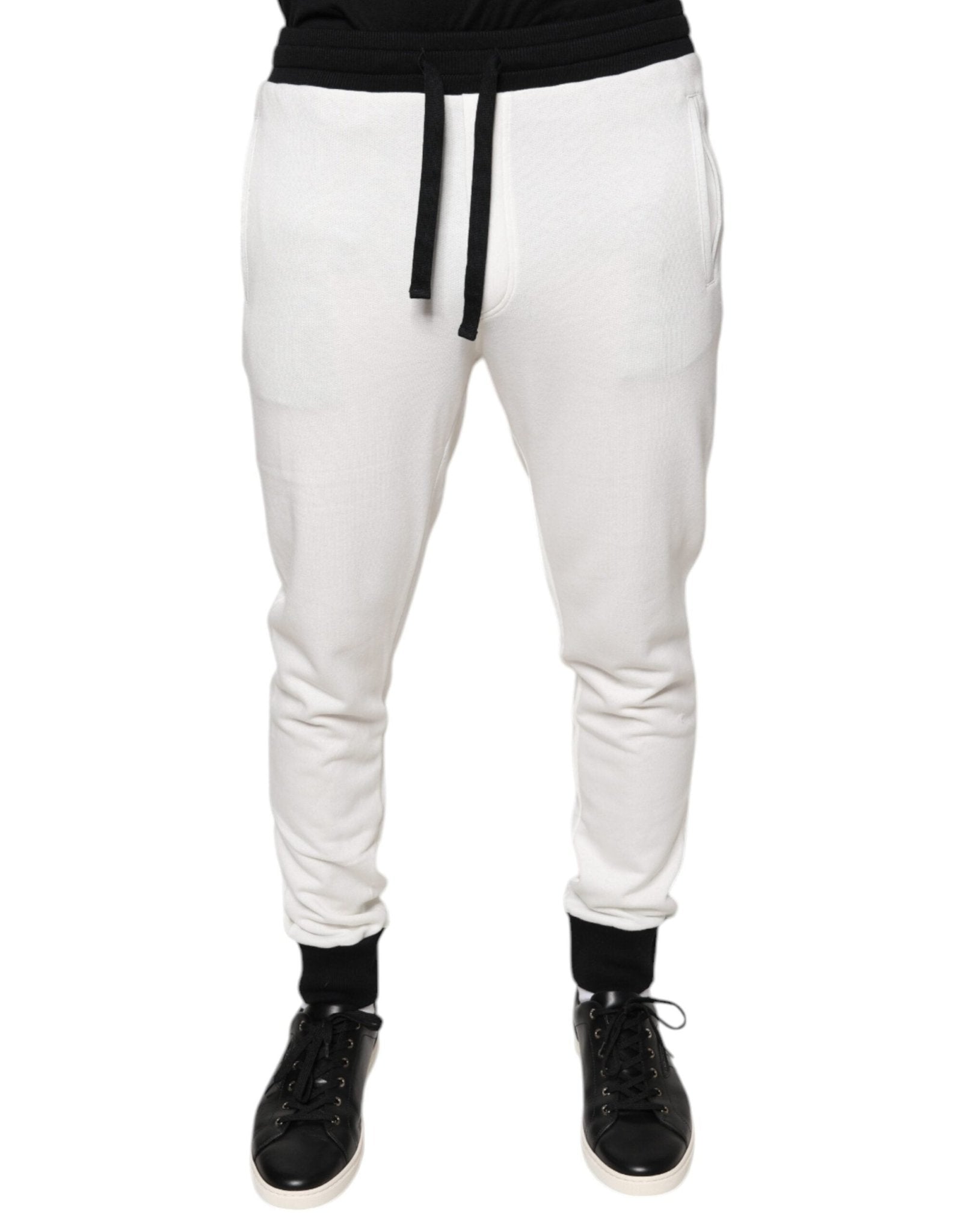 Dolce & Gabbana White Cotton Slim Men Jogger Sweatpants Pants – IT46 | S par Dolce & Gabbana | Disponible sur Sandy Store ByNet