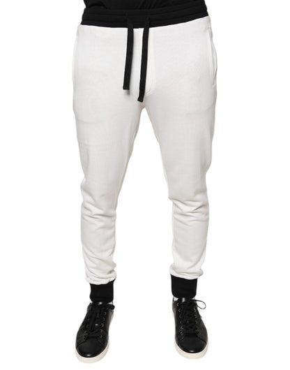 Dolce & Gabbana White Cotton Slim Men Jogger Sweatpants Pants – IT46 | S par Dolce & Gabbana | Disponible sur Sandy Store ByNet