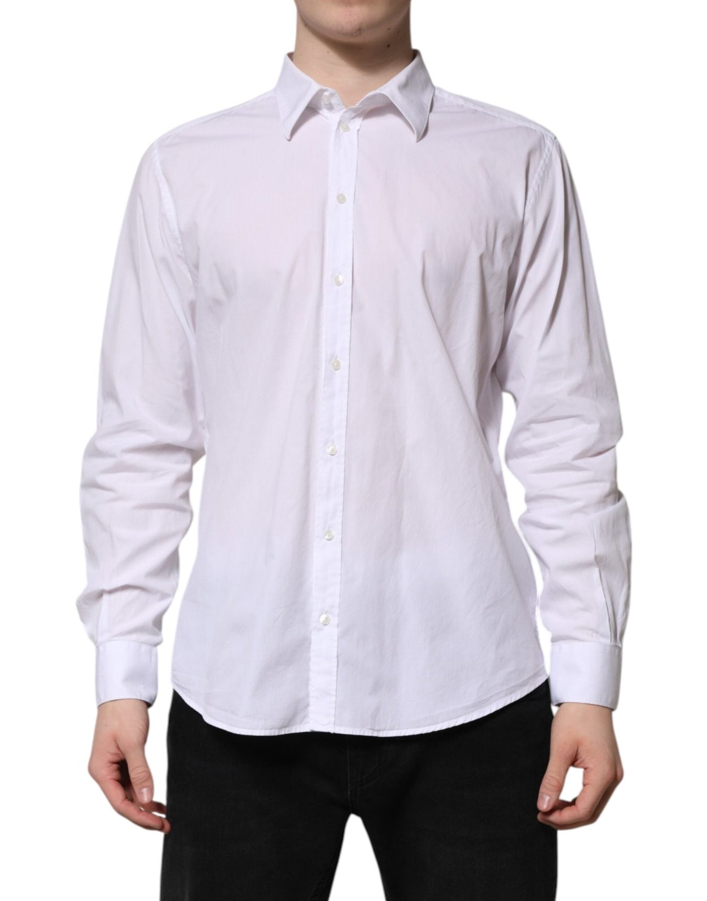 Dolce & Gabbana White Cotton STAFF Long Sleeves Forma Shirt – IT40 | M par Dolce & Gabbana | Disponible sur Sandy Store ByNet