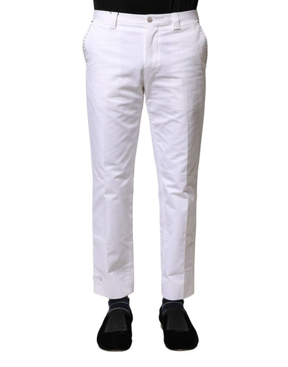 Dolce & Gabbana White Cotton Straight Logo Men Pants – IT46 | S par Dolce & Gabbana | Disponible sur Sandy Store ByNet