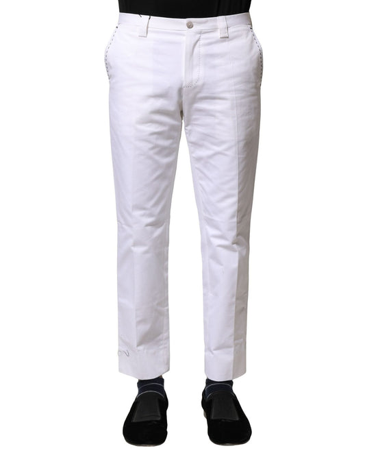 Dolce & Gabbana White Cotton Straight Logo Men Pants – IT46 | S par Dolce & Gabbana | Disponible sur Sandy Store ByNet